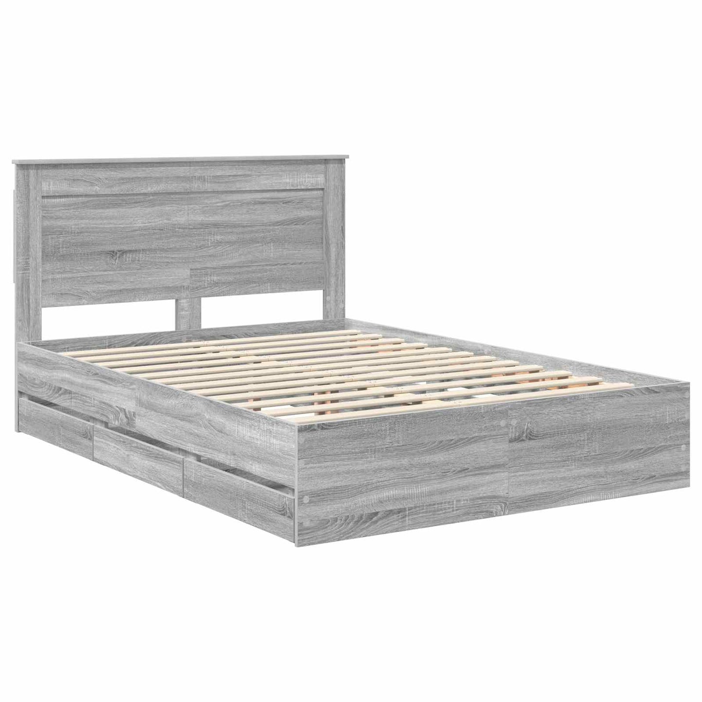 Struttura del letto con cassetto Grigio Sonoma 140 x 190 cm | homemem39