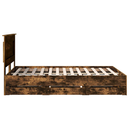 Struttura del letto con cassetto Rovere fumé 140 x 200 cm