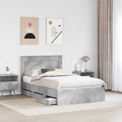 Struttura del letto con cassetto Grigio cemento 135 x 190 cm | homemem39