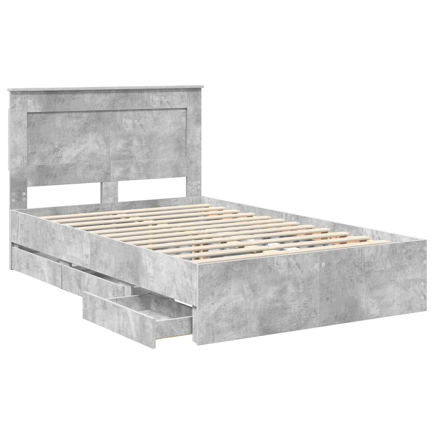 Struttura del letto con cassetto Grigio cemento 135 x 190 cm | homemem39