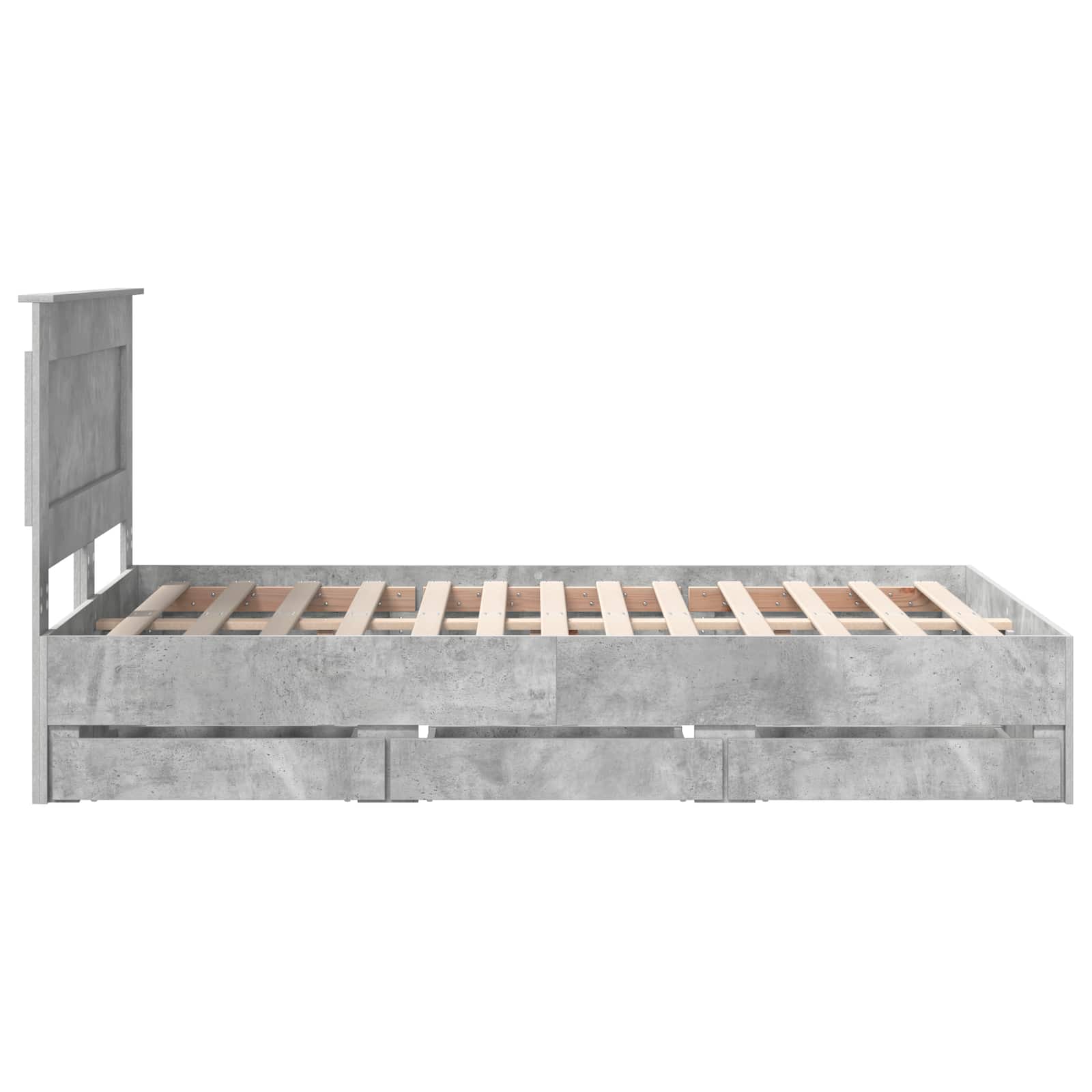 Struttura del letto con cassetto Grigio cemento 135 x 190 cm | homemem39