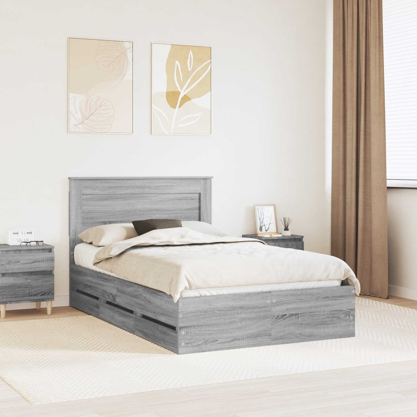 Struttura del letto con cassetto Grigio Sonoma 120 x 190 cm