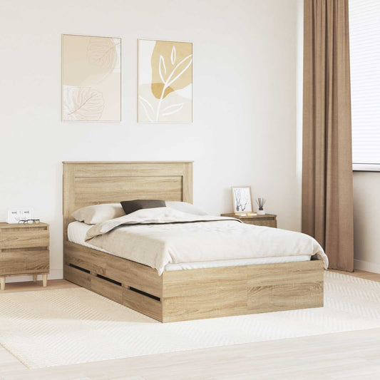 Struttura del letto con cassetto Rovere Sonoma 120 x 200 cm