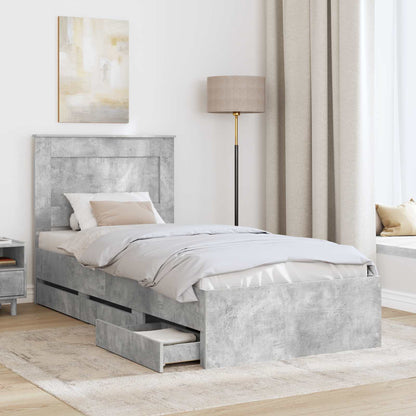 Struttura del letto con cassetto Grigio cemento 100 x 200 cm