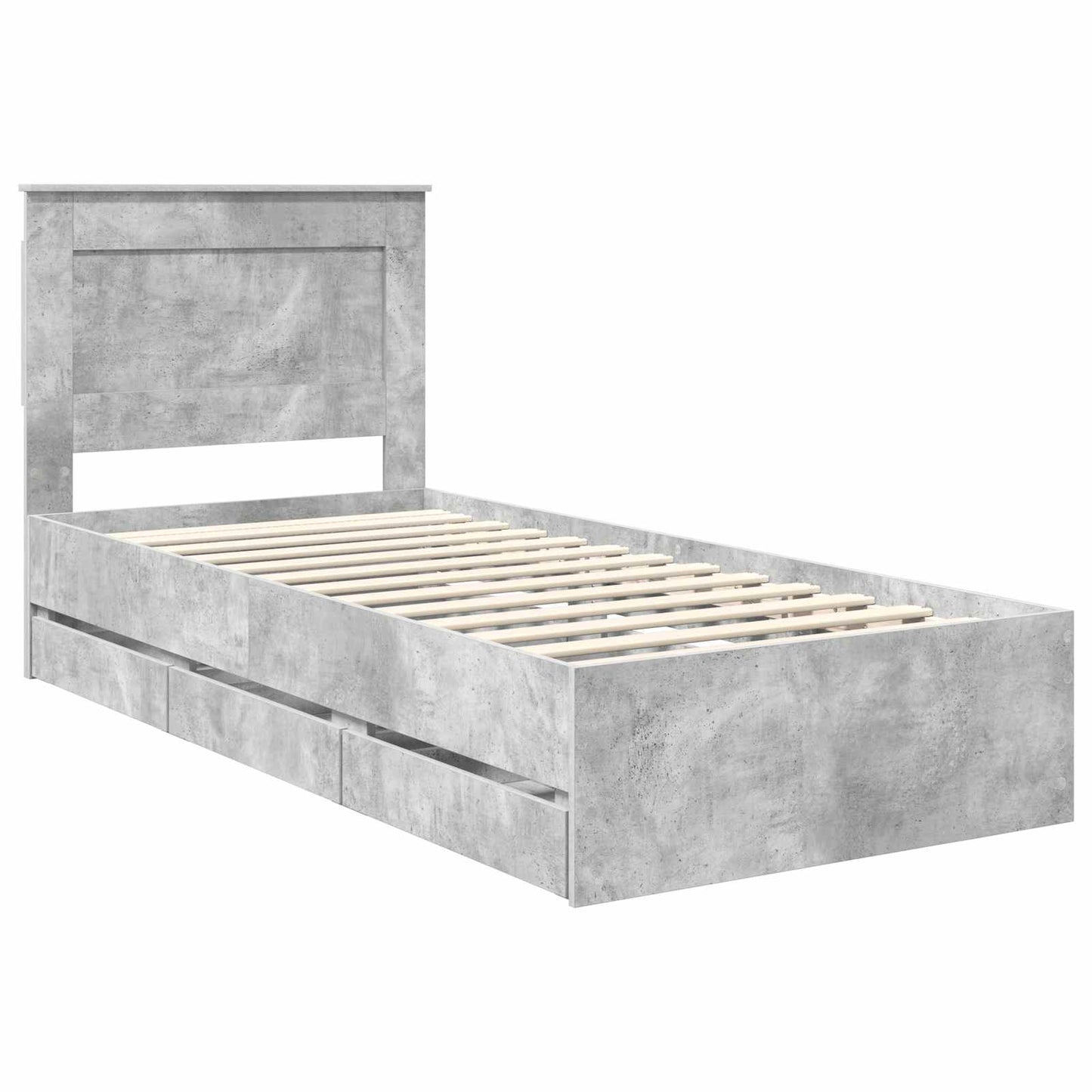 Struttura del letto con cassetto Grigio cemento 100 x 200 cm
