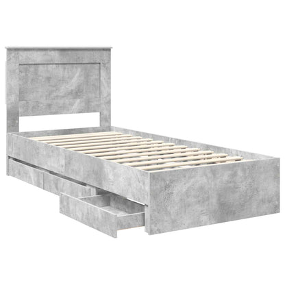 Struttura del letto con cassetto Grigio cemento 90 x 190 cm