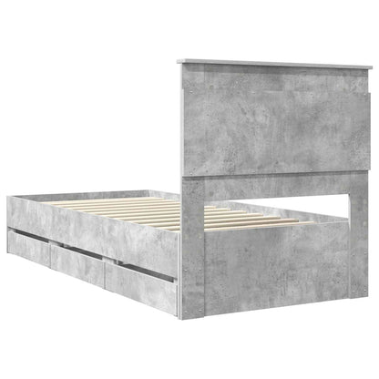 Struttura del letto con cassetto Grigio cemento 90 x 190 cm