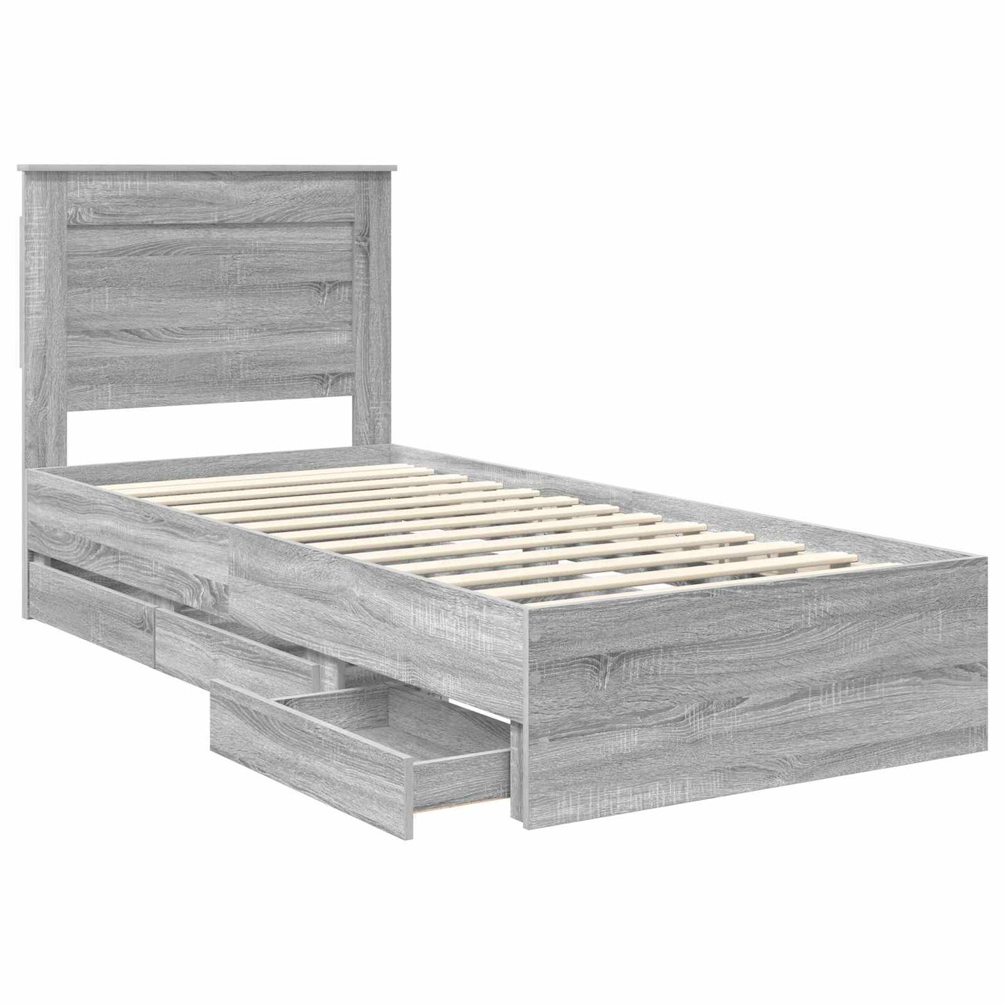 Struttura del letto con cassetto Grigio Sonoma 90 x 190 cm | homemem39