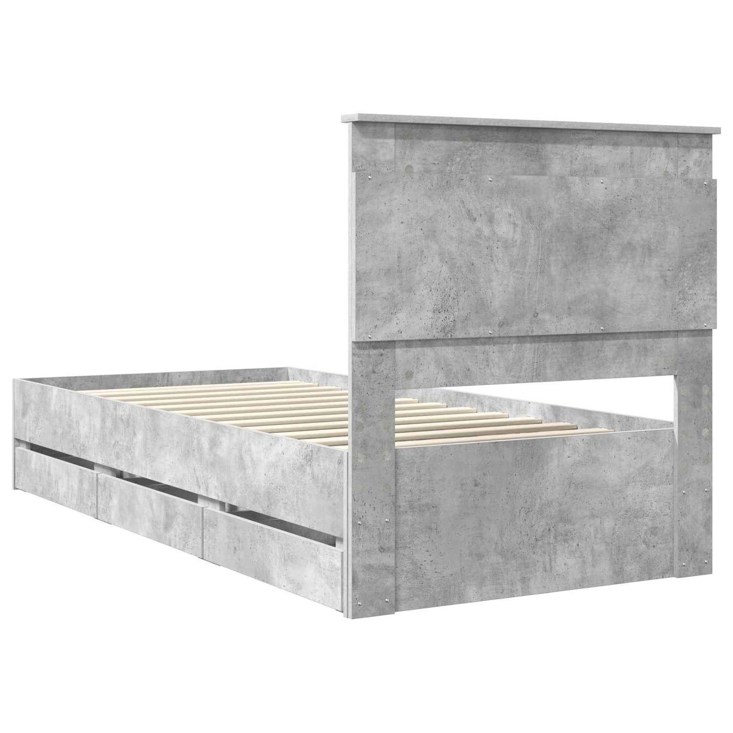 Struttura del letto con cassetto Grigio cemento 90 x 200 cm