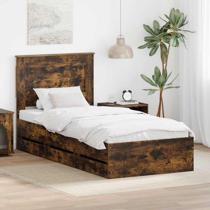 Struttura del letto con cassetto Rovere fumé 90 x 200 cm