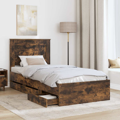 Struttura del letto con cassetto Rovere fumé 90 x 200 cm | homemem39