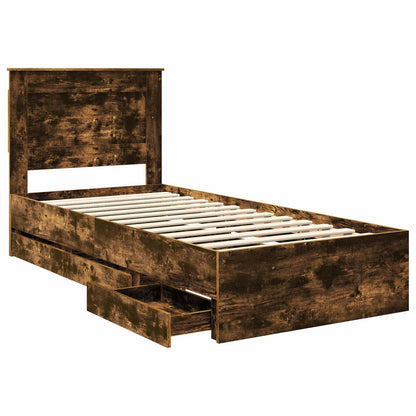 Struttura del letto con cassetto Rovere fumé 90 x 200 cm | homemem39