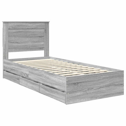 Struttura del letto con cassetto Grigio Sonoma 90 x 200 cm