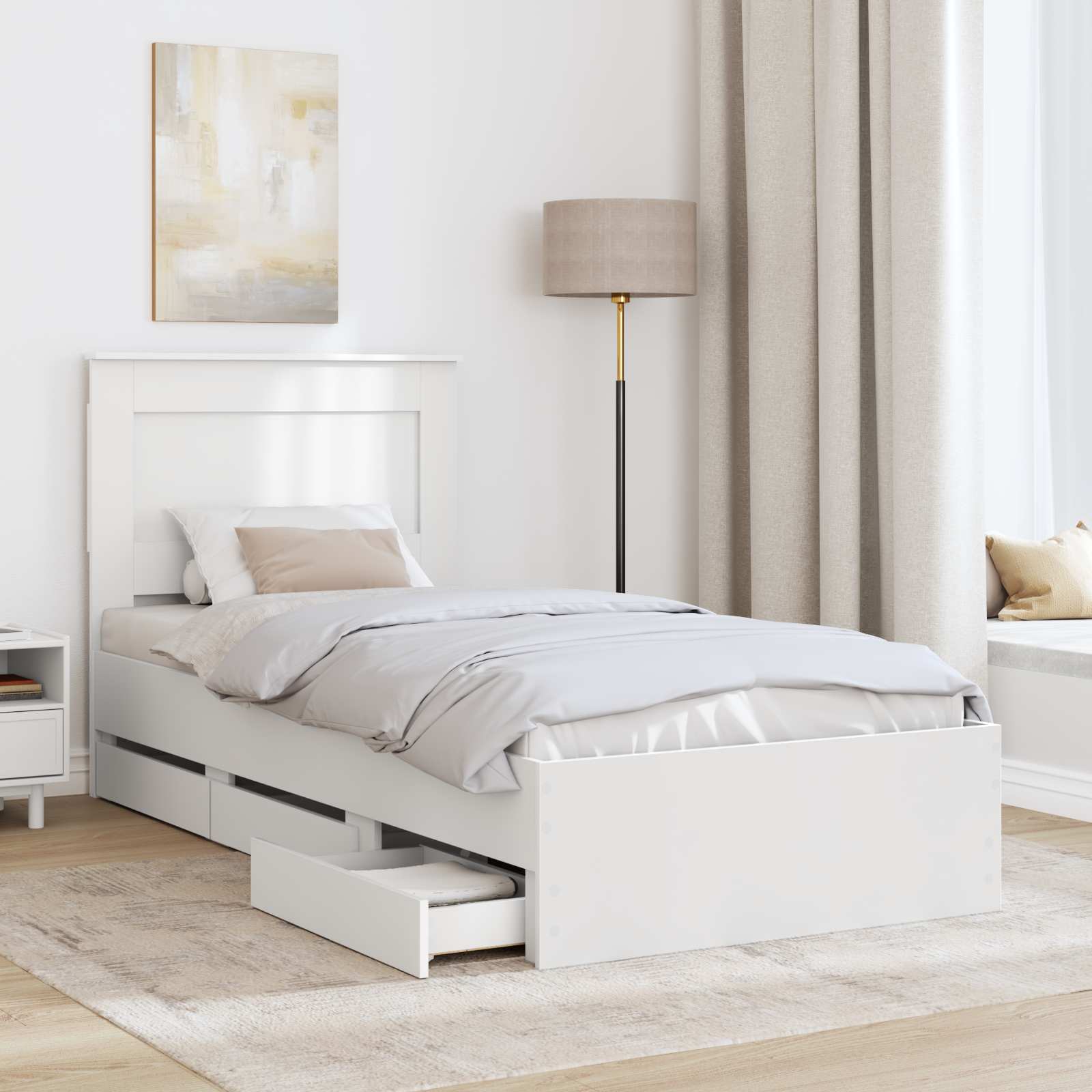 Struttura del letto Bianco 75 x 190 cm Legno Ingegnerizzato | homemem39