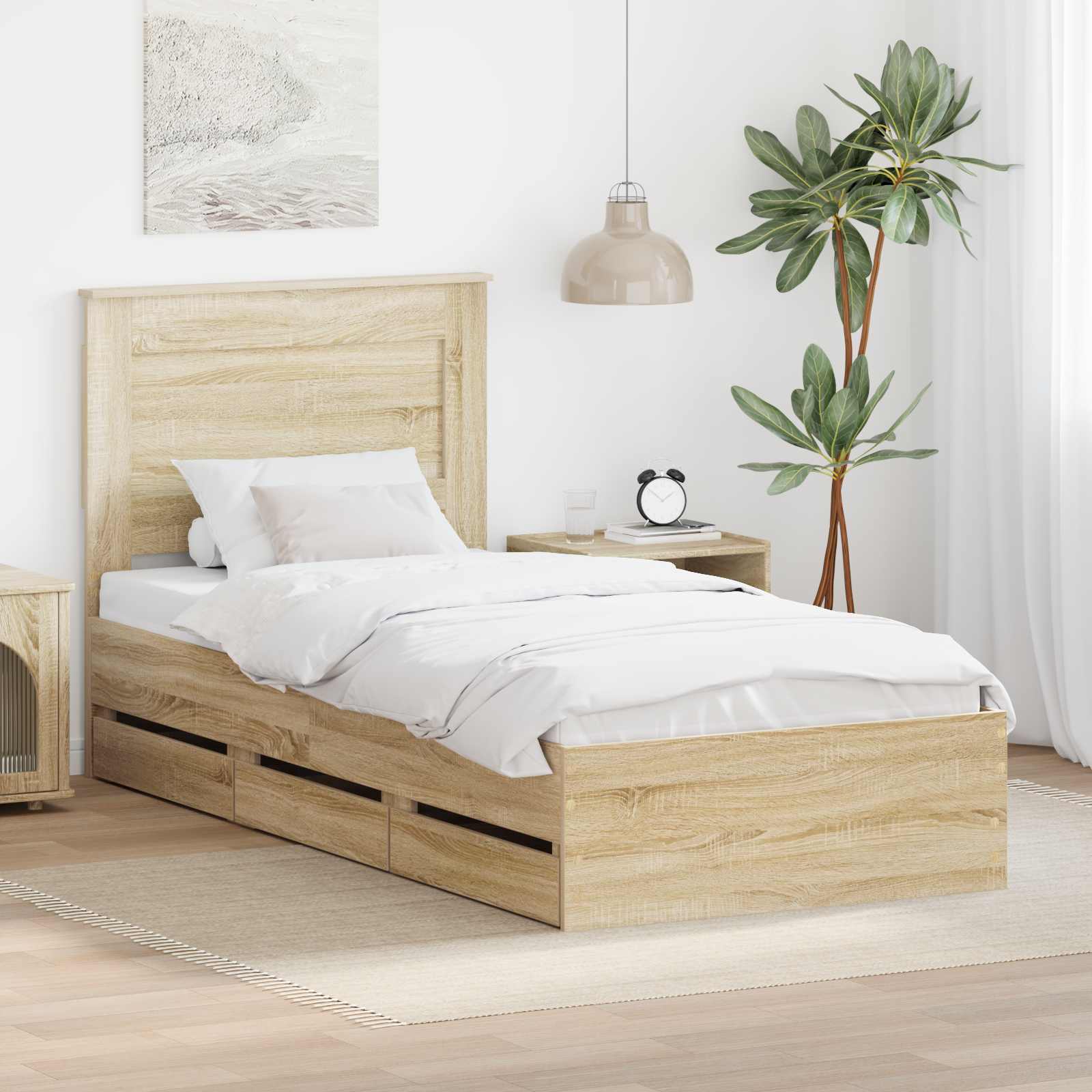 Struttura del letto con cassetto Rovere Sonoma 75 x 190 cm | homemem39