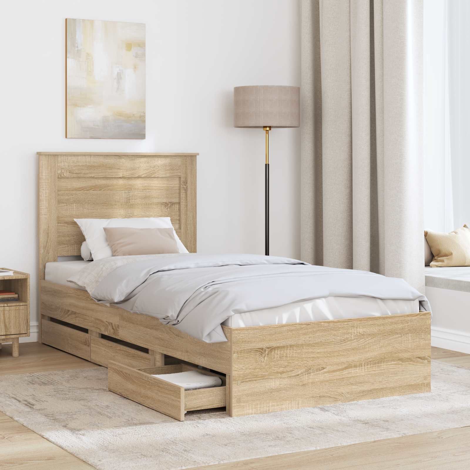 Struttura del letto con cassetto Rovere Sonoma 75 x 190 cm | homemem39