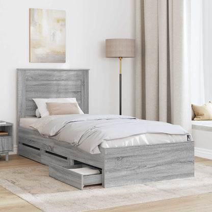Struttura del letto con cassetto Grigio Sonoma 75 x 190 cm | homemem39