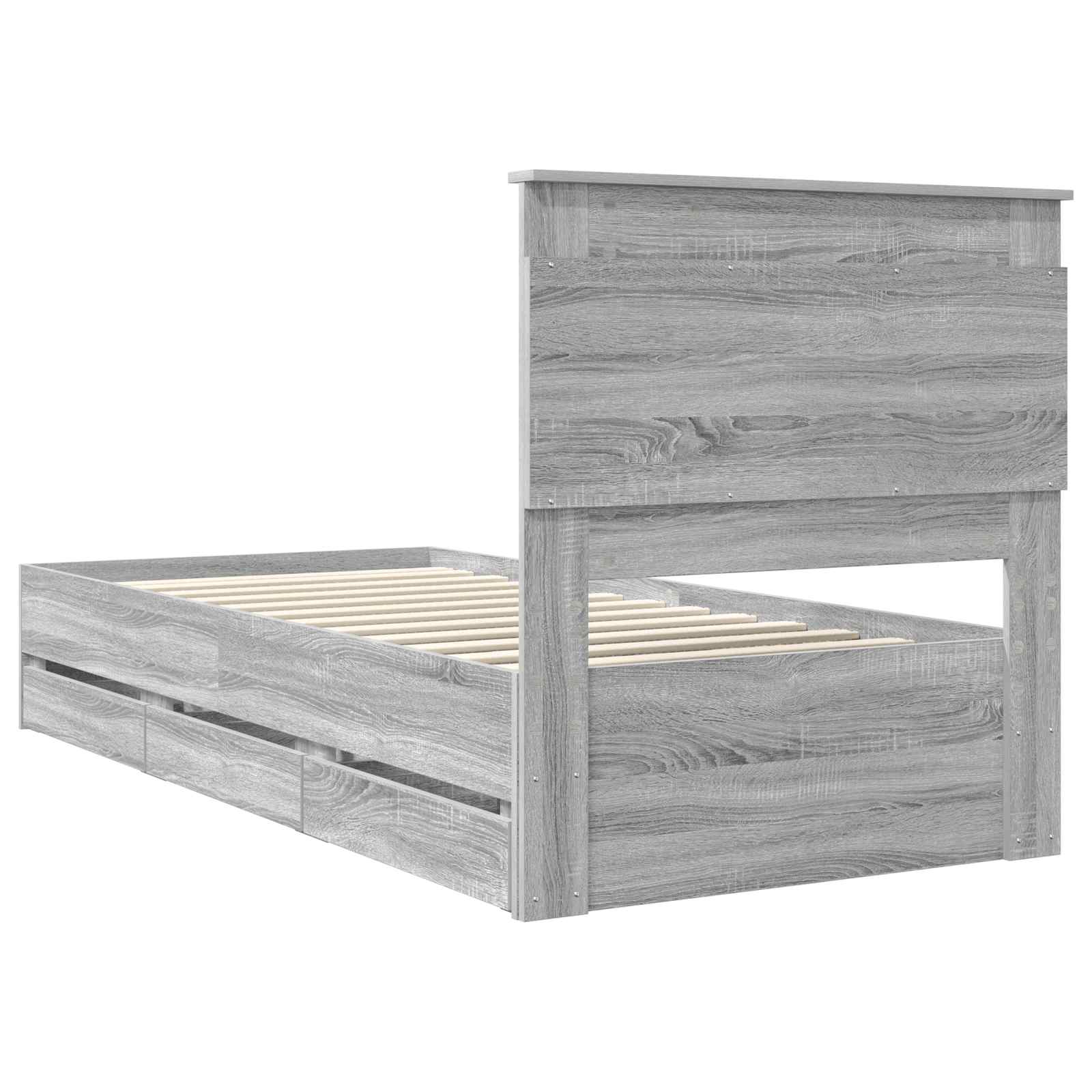 Struttura del letto con cassetto Grigio Sonoma 75 x 190 cm | homemem39