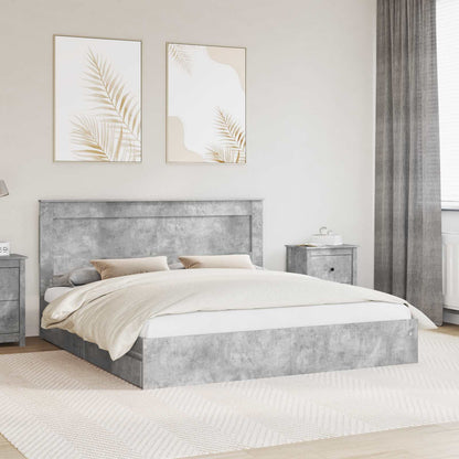 Letto con Contenitore con testiera Grigio cemento 200 x 200 cm | homemem39