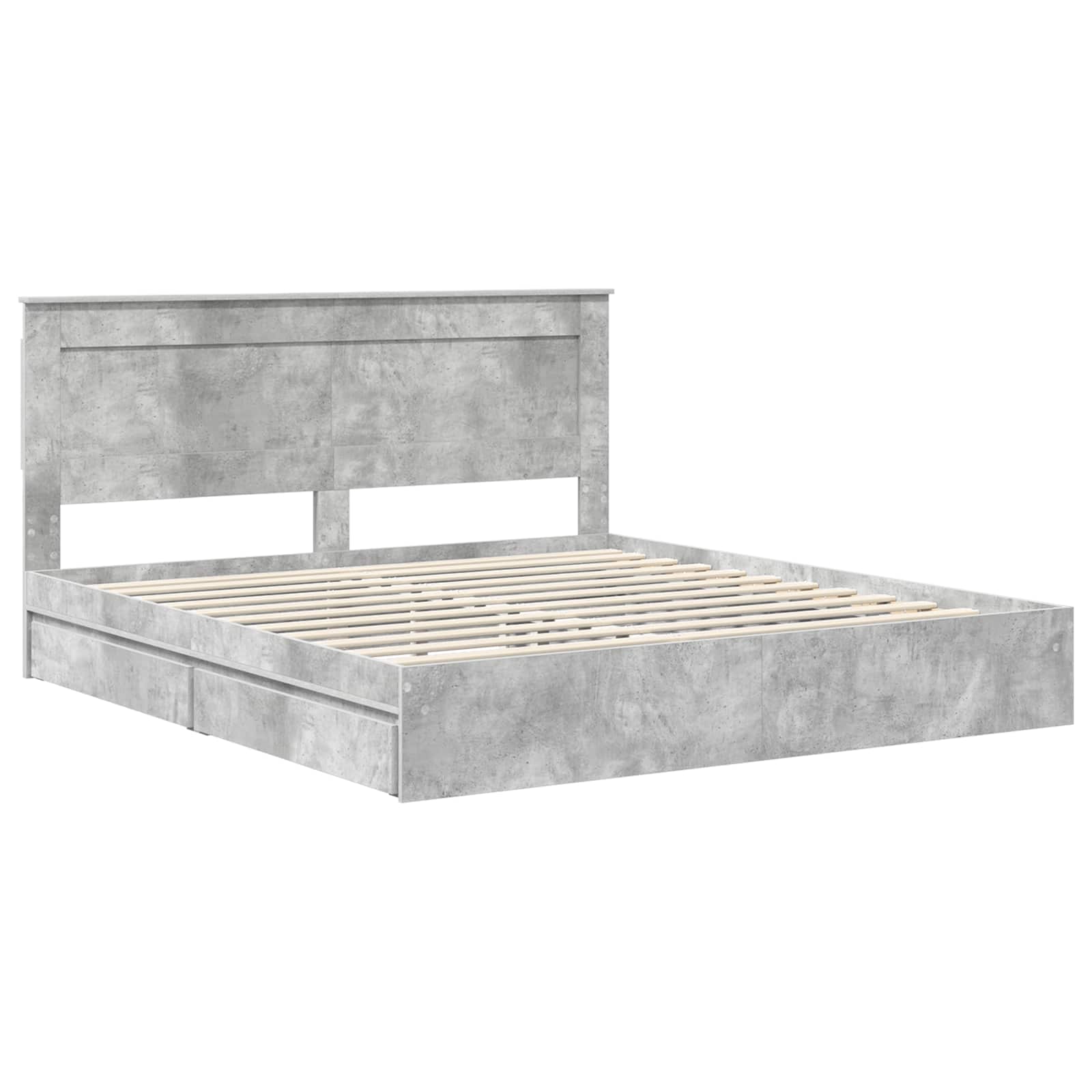 Letto con Contenitore con testiera Grigio cemento 200 x 200 cm | homemem39