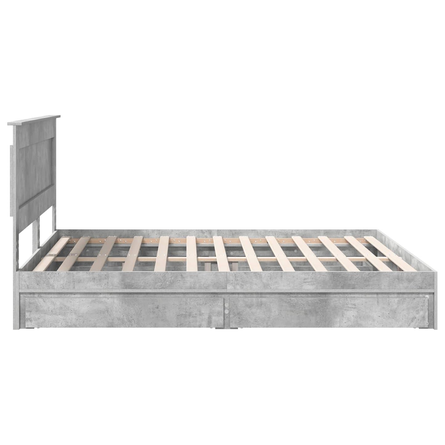 Letto con Contenitore con testiera Grigio cemento 200 x 200 cm | homemem39