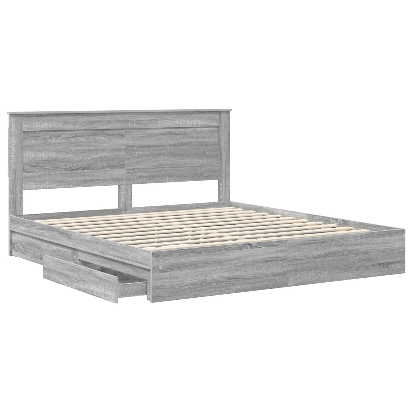 Letto con Contenitore con testiera Grigio Sonoma 200 x 200 cm | homemem39