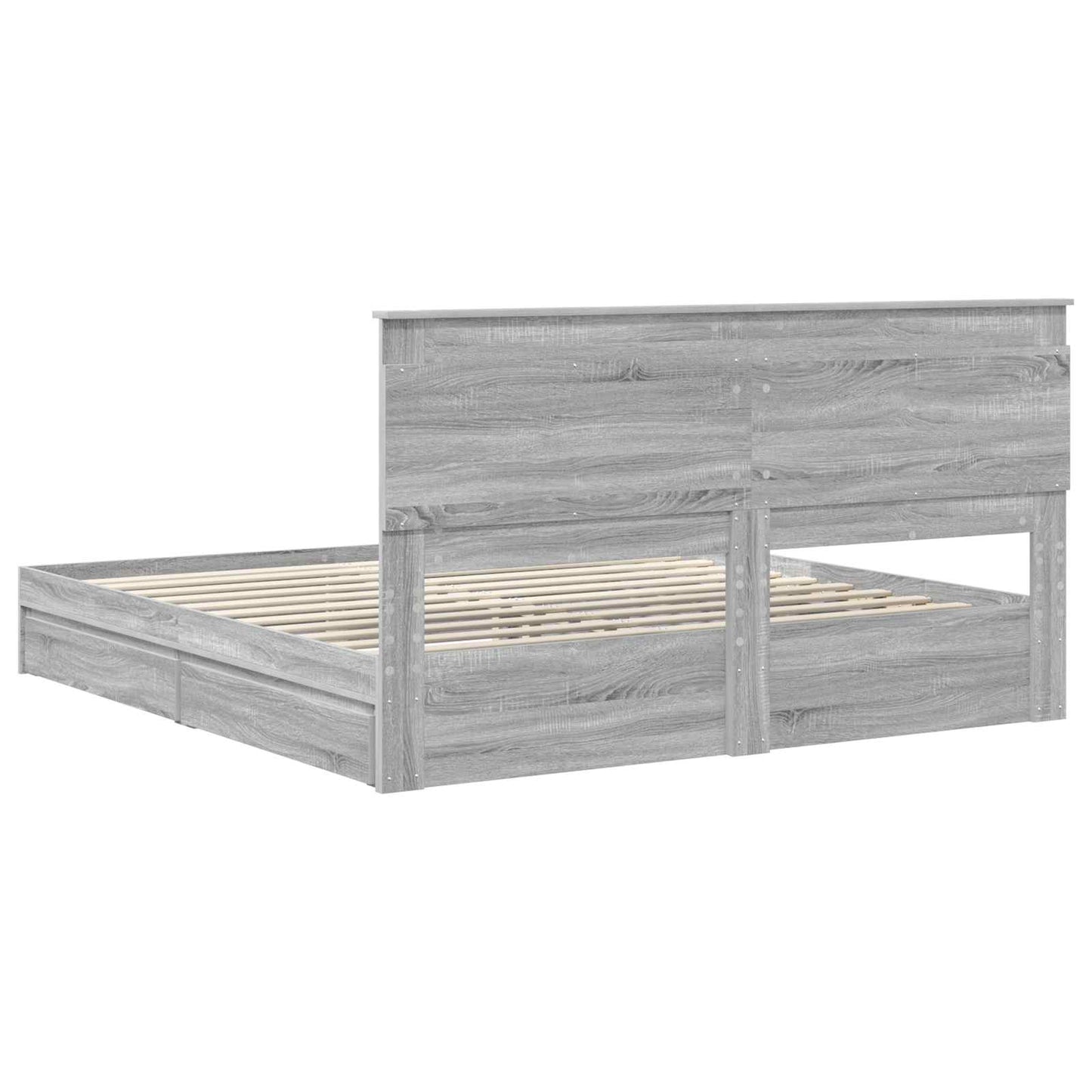 Letto con Contenitore con testiera Grigio Sonoma 200 x 200 cm | homemem39