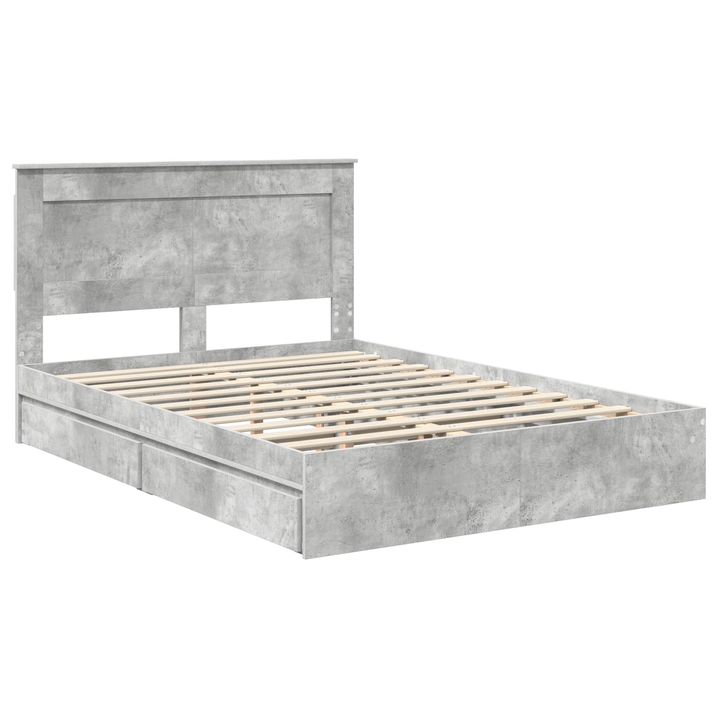 Letto con Contenitore con testiera Grigio cemento 150 x 200 cm | homemem39