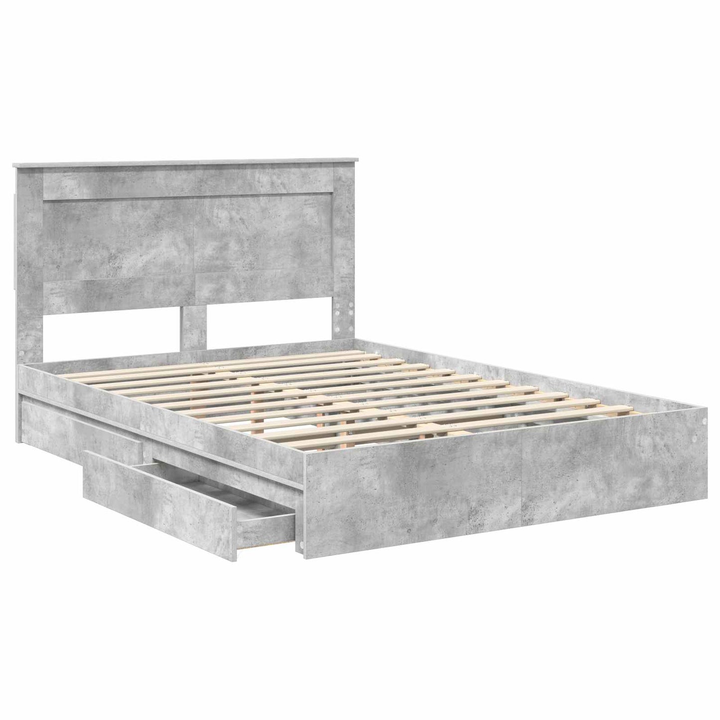 Letto con Contenitore con testiera Grigio cemento 150 x 200 cm | homemem39