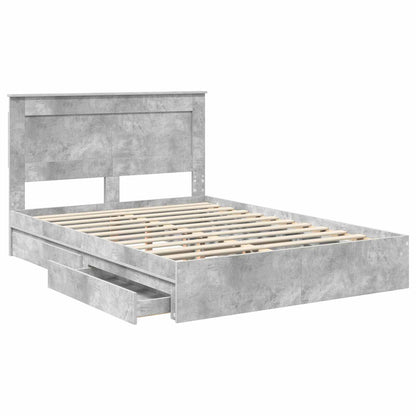 Letto con Contenitore con testiera Grigio cemento 150 x 200 cm | homemem39