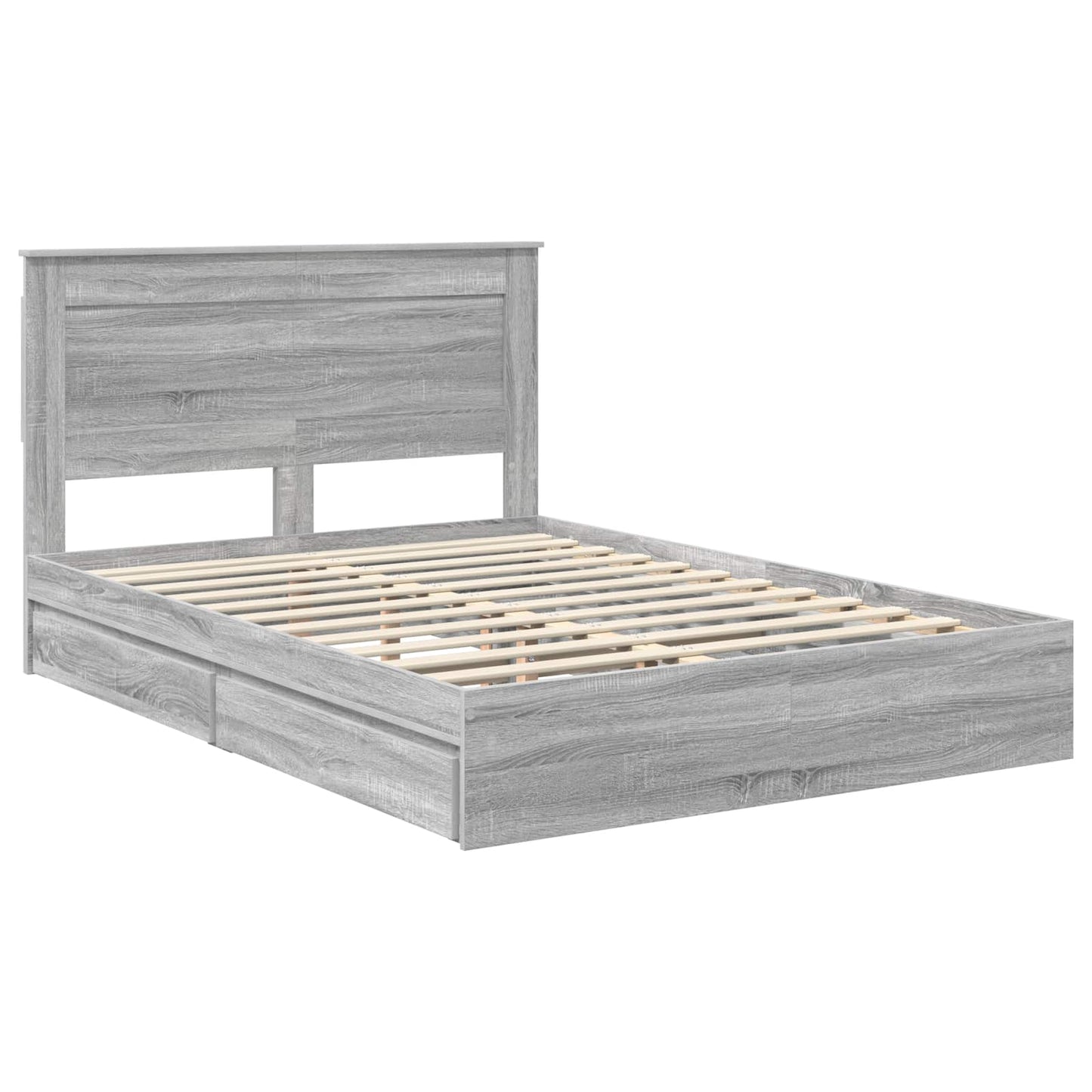 Letto con Contenitore con testiera Grigio Sonoma 140 x 200 cm | homemem39