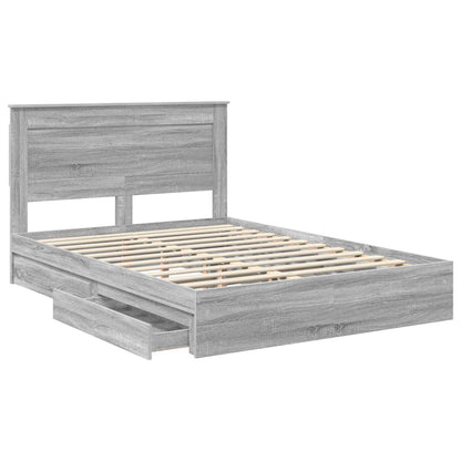 Letto con Contenitore con testiera Grigio Sonoma 140 x 200 cm | homemem39