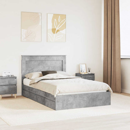 Letto con Contenitore con testiera Grigio cemento 135 x 190 cm | homemem39