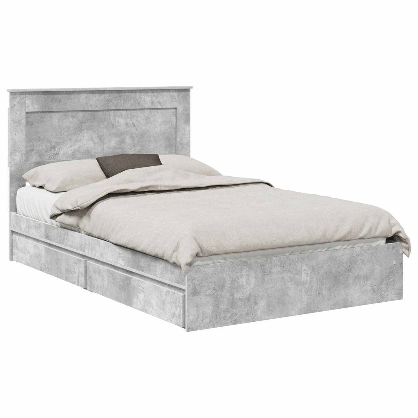 Letto con Contenitore con testiera Grigio cemento 135 x 190 cm | homemem39