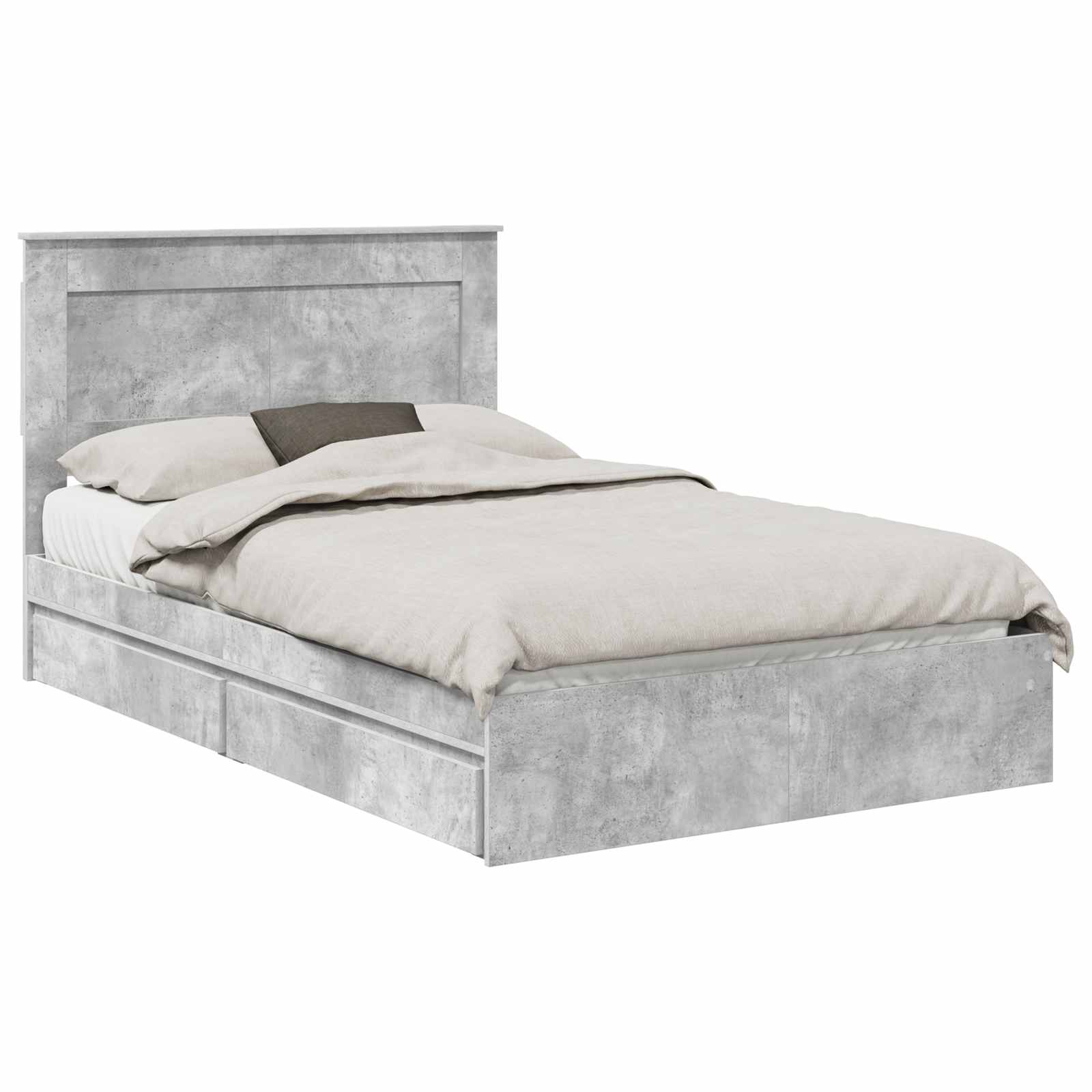 Letto con Contenitore con testiera Grigio cemento 135 x 190 cm | homemem39