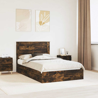 Letto con Contenitore con testiera Rovere fumé 135 x 190 cm | homemem39