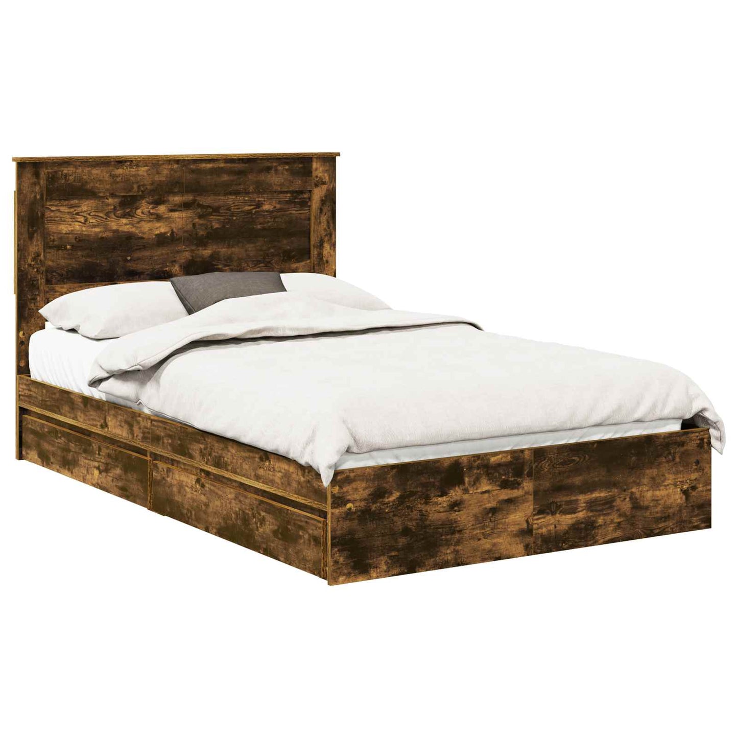 Letto con Contenitore con testiera Rovere fumé 135 x 190 cm | homemem39