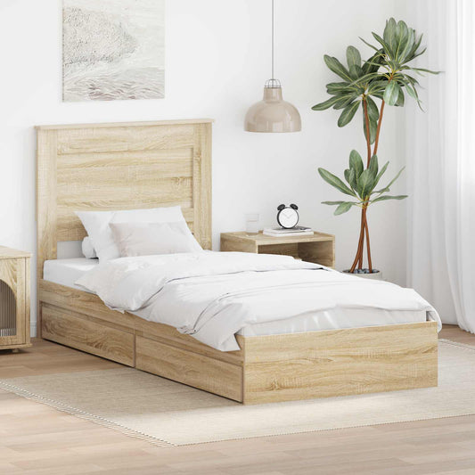 Letto con Contenitore con testiera Rovere Sonoma 100 x 200 cm | homemem39