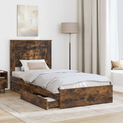 Letto con Contenitore con testiera Rovere fumé 100 x 200 cm | homemem39