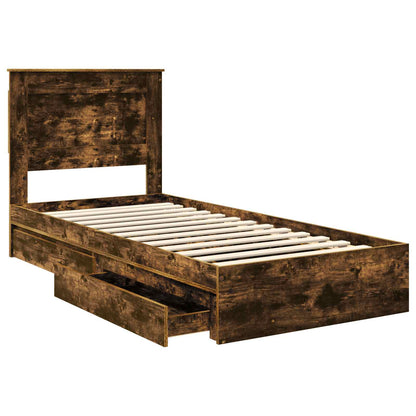 Letto con Contenitore con testiera Rovere fumé 100 x 200 cm | homemem39