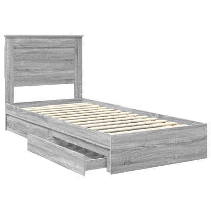 Letto con Contenitore con testiera Grigio Sonoma 100 x 200 cm | homemem39