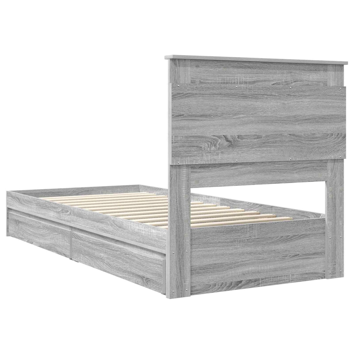 Letto con Contenitore con testiera Grigio Sonoma 100 x 200 cm | homemem39