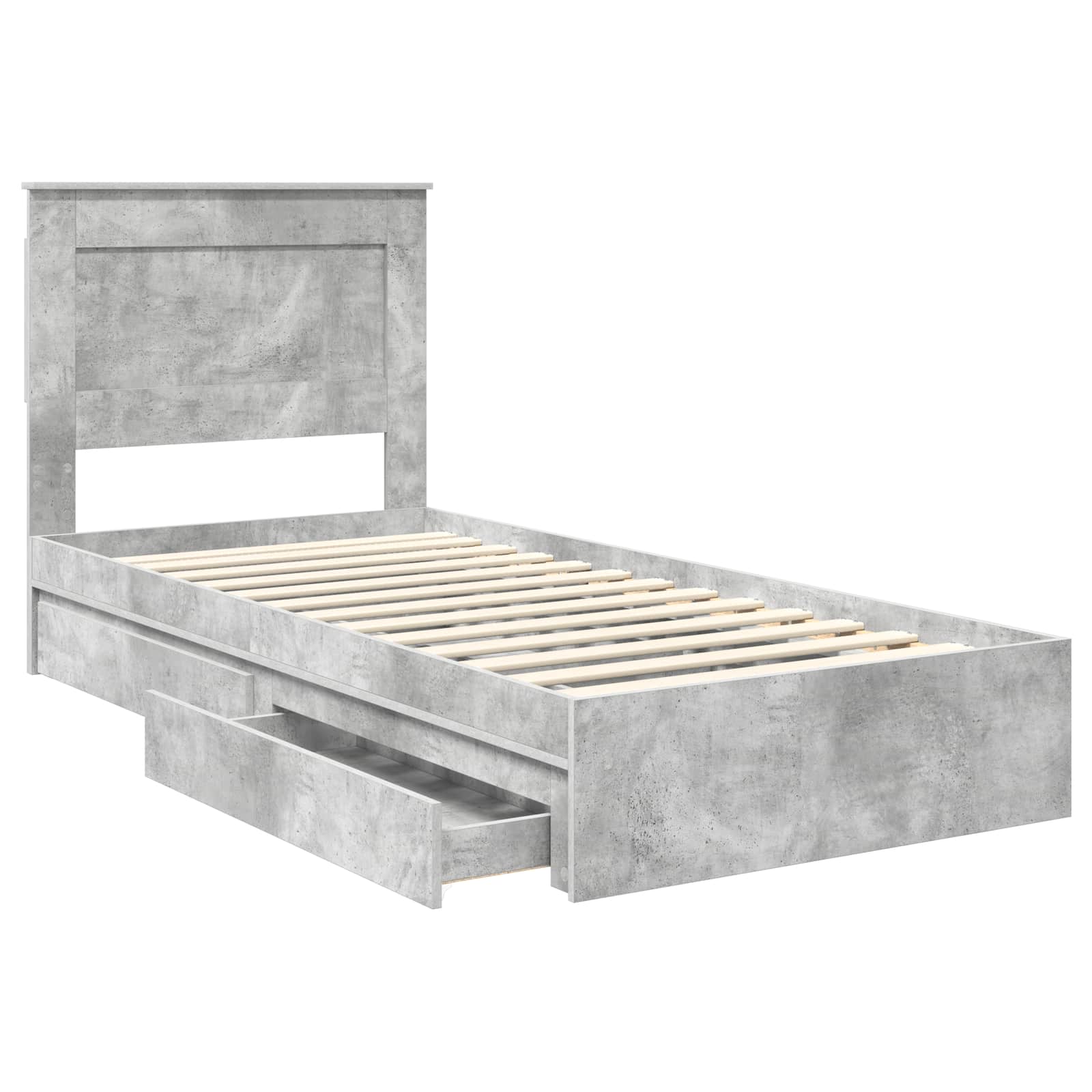 Letto con Contenitore con testiera Grigio cemento 90 x 190 cm | homemem39
