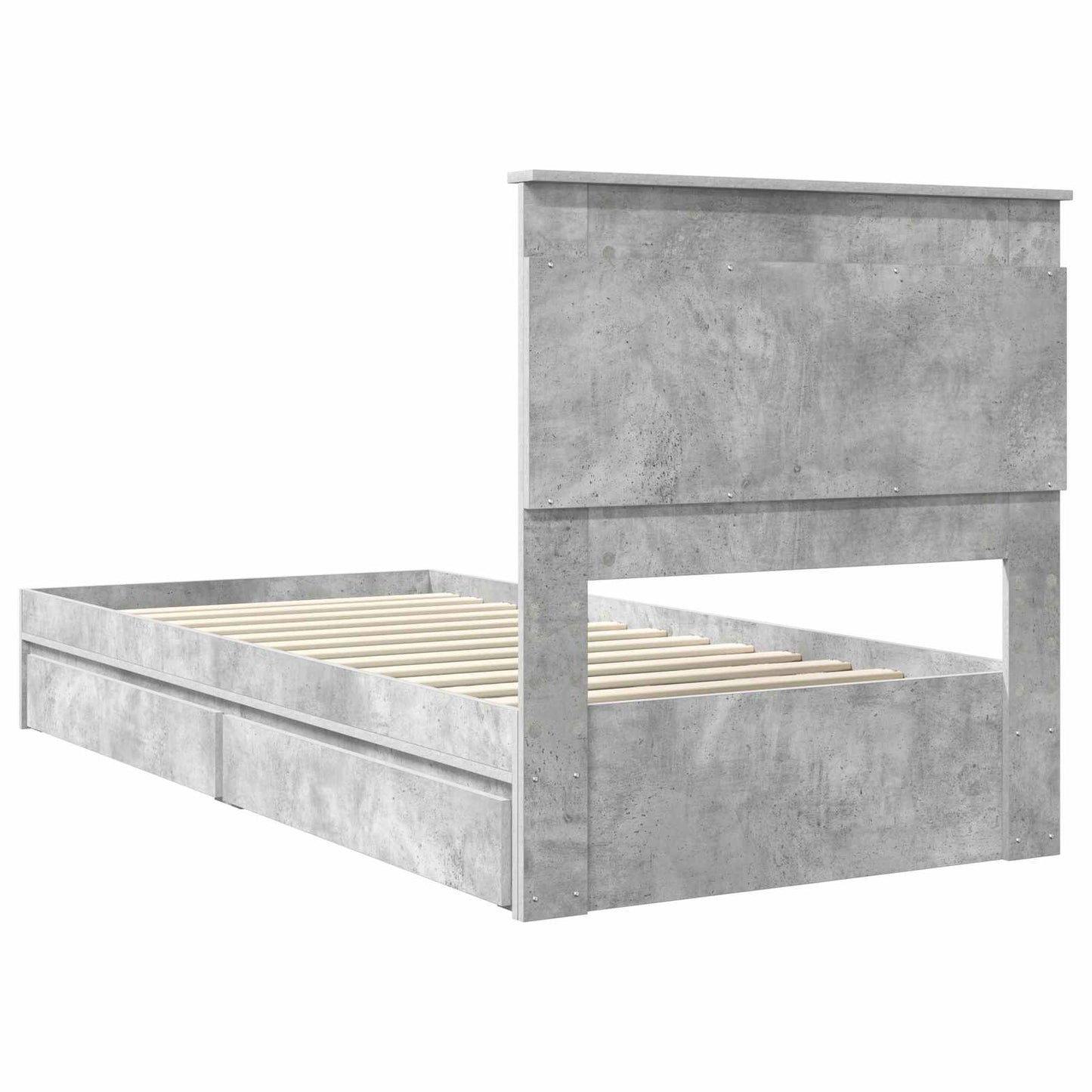 Letto con Contenitore con testiera Grigio cemento 90 x 190 cm | homemem39