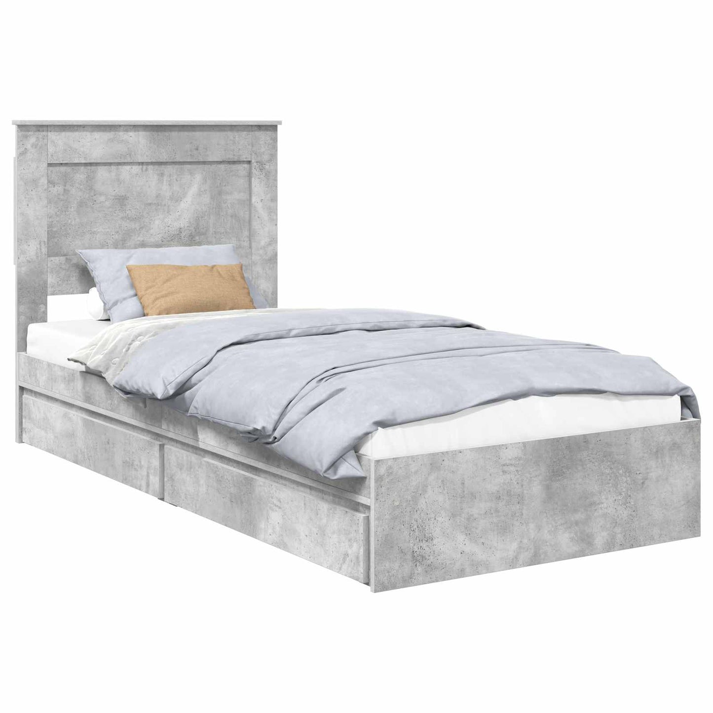Letto con Contenitore con testiera Grigio cemento 75 x 190 cm | homemem39