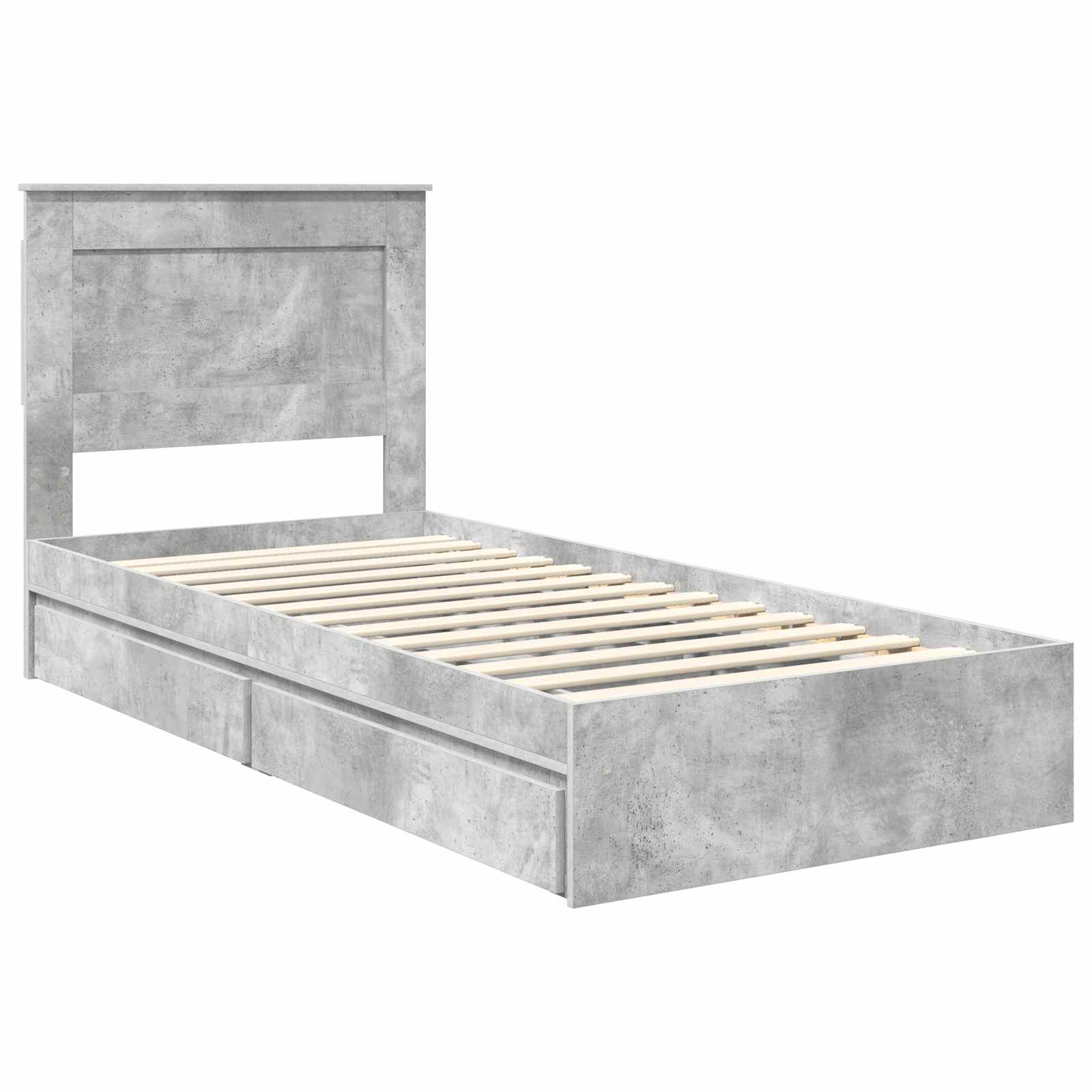 Letto con Contenitore con testiera Grigio cemento 75 x 190 cm | homemem39