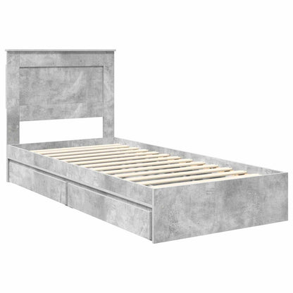 Letto con Contenitore con testiera Grigio cemento 75 x 190 cm | homemem39