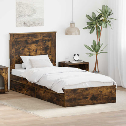 Letto con Contenitore Rovere fumé 75 x 190 cm Legno multistrato | homemem39