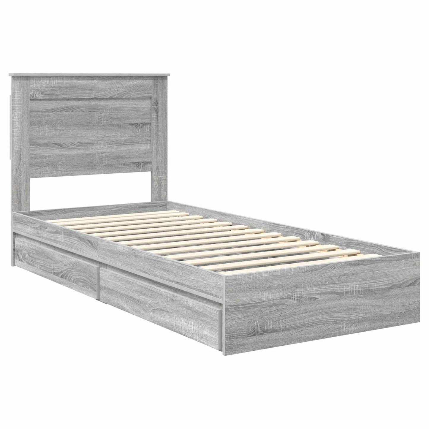 Letto con Contenitore con testiera Grigio Sonoma 75 x 190 cm | homemem39