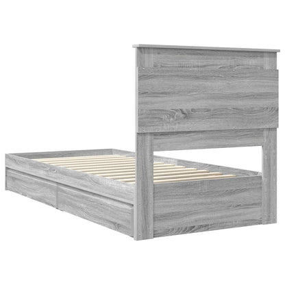 Letto con Contenitore con testiera Grigio Sonoma 75 x 190 cm | homemem39